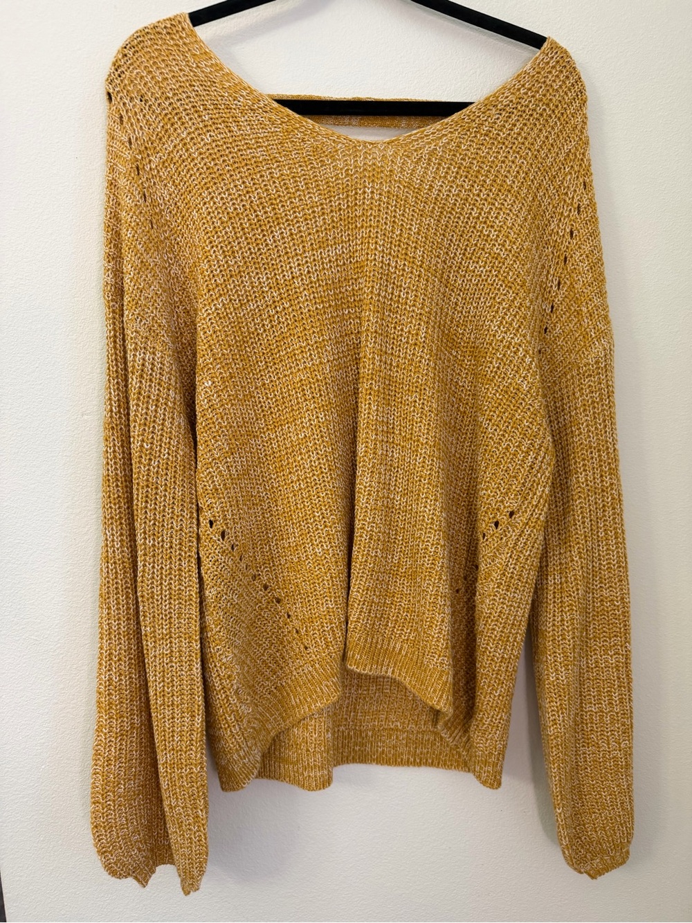 89th & Madison Mustard V-Neck Knit Sweater